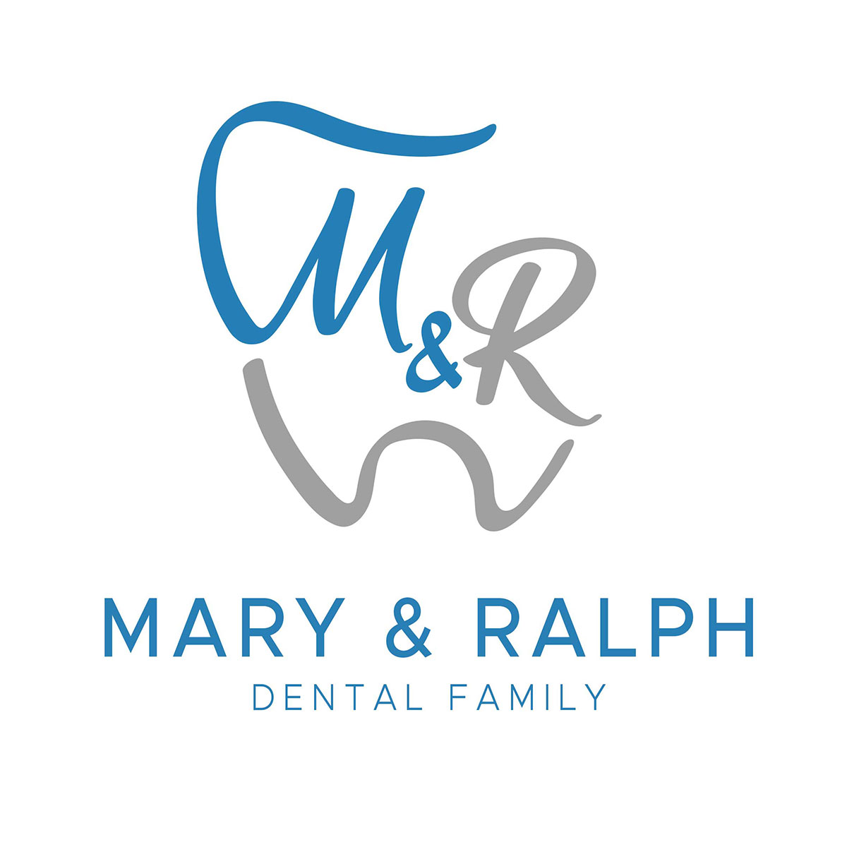 The image is a logo with the text  M R  in a script font, followed by the name  MARY   RALPH DENTAL FAMILY.  The design features a stylized letter  M  and a toothbrush icon.